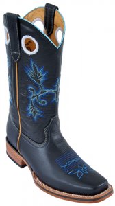 Los Altos Black Grasso W/Leather Sole Rodeo Boots 8124605