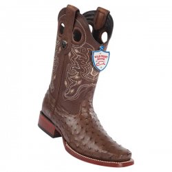 Wild West Brown Genuine Full Quill Ostrich Square Toe Cowboy Boots 28180307