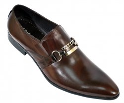 Encore By Fiesso Brown Genuine Leather Loafer Shoes With Bracelet FI3045