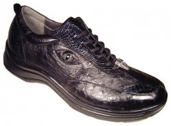 Romano "Tiger Eyes" Black Crocodile/Ostrich With Eyes Sneakers