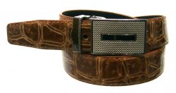 Serpi Light Brown Alligator Print Genuine Leather Belt F9/30