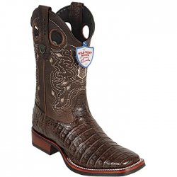 Wild West Brown Genuine Caiman Belly Wide Square Toe Cowboy Boots 28258207