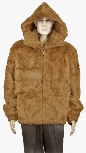 Winter Fur Whiskey Full Skin Rabbit Jacket With Detachable Hood M05R02WK.