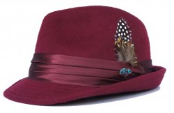 Bruno Capelo Burgundy Wool Blend Fedora Dress Hat FD-203