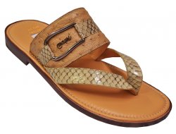 Mauri "1215" Brown / Beige Genuine Ostrich / Python Sandals