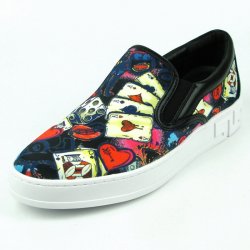 Fiesso Ace of Hearts Print Leather Slip-On FI2344.