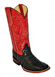 Ferrini 40393-22 Black / Red Caiman Tail Print Boots