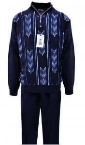 Stacy Adams Navy / Ocean / Sky Blue Half-Zip Pullover 2 Piece Sweater Outfit 1310