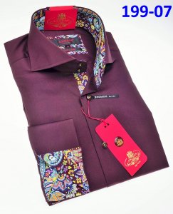 Axxess Classic Wine Modern Fit Cotton Dress Shirt With French Cuff 199-07.