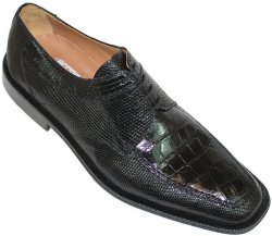 David Eden "Mysan" Black Genuine Crocodile/Lizard Shoes