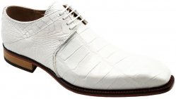 Fennix Italy "Oliver" White Genuine Alligator Oxford Shoes.