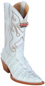 Los Altos Ladies White All-Over Alligator Tail Print 3X Toe Cowboy Boots 3350128