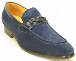 Carrucci Denim Genuine Suede With Leather Trim Loafer Shoes KS503-21SL.