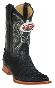 Los Altos Kid's Black Genuine Crocodile Tail 3X Toe Cowboy Boots 450105
