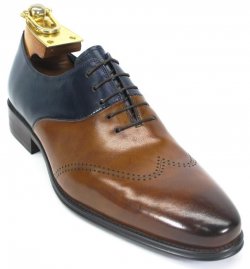 Carrucci Brown / Navy Genuine Leather Oxford Shoes KS099-603T.