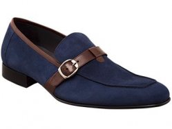 Mezlan "Antonello" Blue / Brown Genuine Calf trim Slip-on