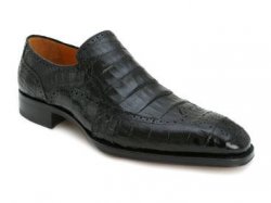 Mezlan "Prato" Black Genuine Crocodile Skin Loafer Shoes