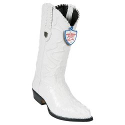 Wild West White Genuine Caiman Hornback J Toe Cowboy Boots 2990202