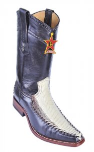 Los Altos Winterwhite Genuine Ostrich Leg With Deer Square Toe Cowboy Boots 770577