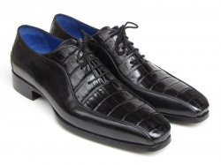 Paul Parkman 048 Black Genuine Crocodile & Calfskin Oxford Shoes
