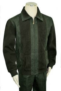 Bagazio Olive Green Microsuede / Sweater Zip-Up Bomber Jacket Outfit BM1881