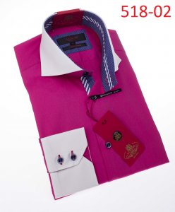 Axxess Fuchsia 100% Cotton Modern Fit Dress Shirt 518-02.