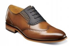 Stacy Adams "Sullivan'' Cognac Genuine Leather Wingtip Oxford Shoes 25306-403.
