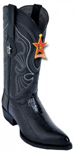 Los Altos Black Genuine All-Over Ostrich Leg Medium R-Toe Cowboy Boots 600505