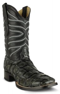 Los Altos Gray Genuine Pirarucu Fish Square Toe Cowboy Boots 8221009