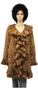 Winter Fur Ladies Whiskey Genuine Mink Knitted 3/4 Coat W09QWK.