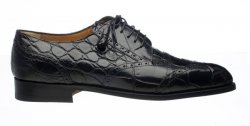 Ferrini 3673 Black Genuine Alligator Derby Wingtip Shoe.
