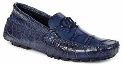 Mauri "Bartolini" 3420 Wonder Blue Genuine Body Alligator Hand Painted Loafer Shoes.