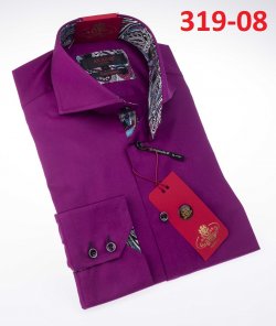 Axxess Purple Cotton Modern Fit Dress Shirt With Button Cuff 319-08.