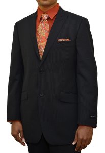 Il Punto by Zanetti Black with Grey Dotted Micro Pinstripes Super 140's Wool Slim Fit Suit SI10034Peak