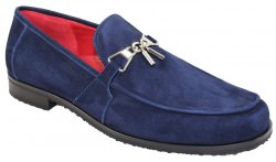 Emilio Franco 03 Navy Genuine Suede Loafer Shoes.