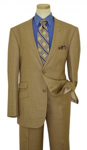 Luciano Carreli Collection Tan / Blue Checkered Design Super 150'S Suit 3240-0363