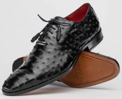 Marco Di Milano "Criss" Black Fully Wrapped Genuine Ostrich Quill Dress Shoes