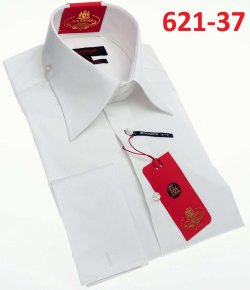 Axxess White Cotton Modern Fit Dress Shirt With Button Cuff 621-37.