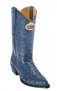 Los Altos Blue Jean Genuine All-Over Ostrich J-Toe Cowboy Boots 990314