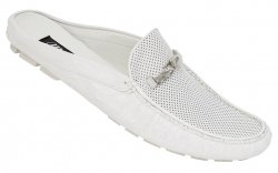 Mauri "3454" White Genuine Ostrich / Ostrich Perforated Dress Casual Shoes.