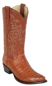 Los Altos Cognac Genuine Caiman Tail Snip Toe Cowboy Boots 940103