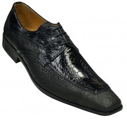 David Eden "Donald" Black Genuine All-Over Ostrich Shoes