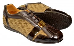 Mauri 8665 Chocolate Brown / Tan Crocodile / Patent Leather / Mauri Fabric Sneakers
