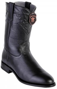 Los Altos Black Genuine Elk Leather Round Roper Toe Cowboy Boots 805105