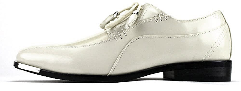 Expressions White Leather Derby Shoe w/Metal Tip