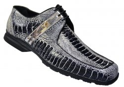 Mauri "In Progress" 9112 Black / White Genuine Ostrich Leg/Calf Shoes