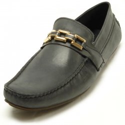 Encore By Fiesso Black Leather Loafer Shoes With Bracelet FI3090