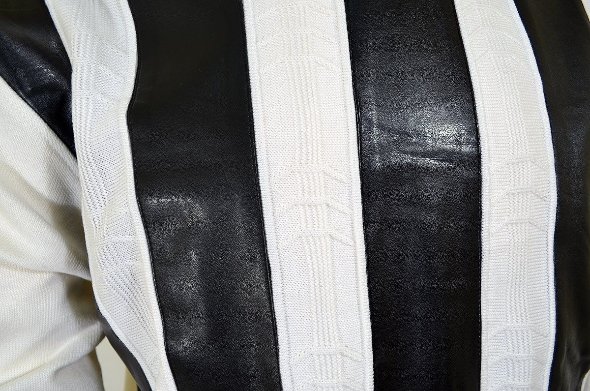 Off-White / Black PU Leather fabric