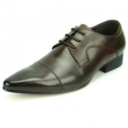 Encore By Fiesso Coffee Leather Lace-up Cap Toe Shoes FI7286.