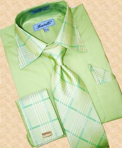 Fratello Lime Green Shirt/Tie/Hanky Set DS3718P2